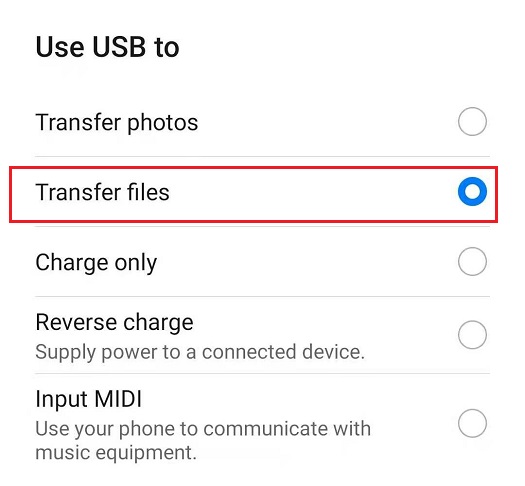 use usb to transfer android files