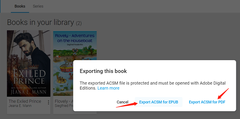 export google ebook as acsm