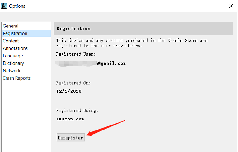 kindle desktop deregister