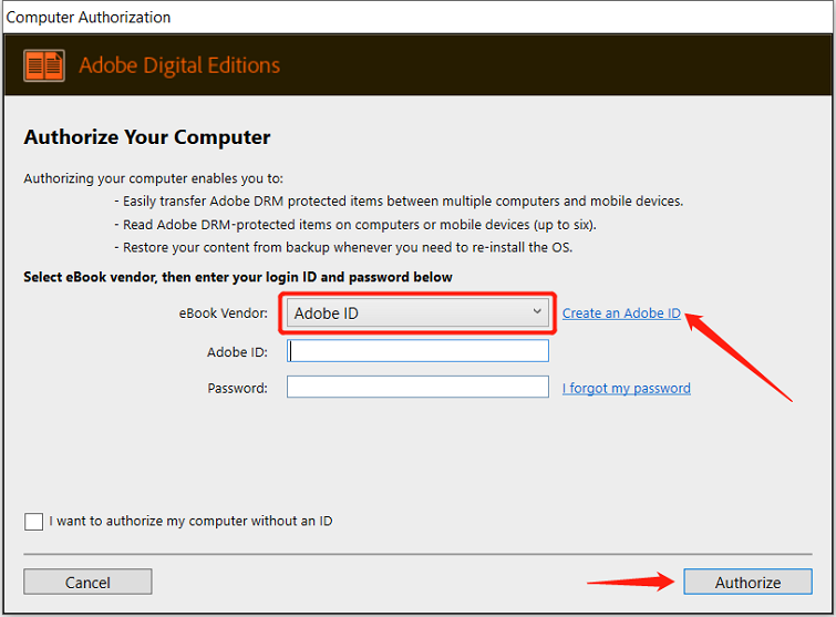 authorize computer with adobe id