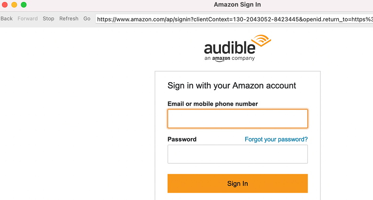 login audible within app
