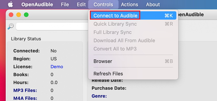 connect OpenAudible to Audible