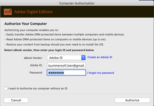 adobe id authorize on mac