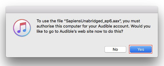 authorize audible iTunes