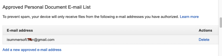add approved e-mail address